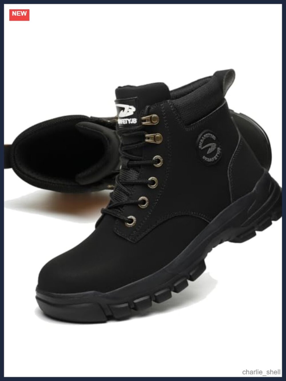 Steel Toe Boots Waterproof Lightweight Safety Work Shoes Faux Leather